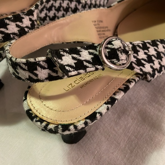 Liz Claiborne pointed toe Houndstooth sling back kitten heel Heel size 7.5 - Picture 5 of 7